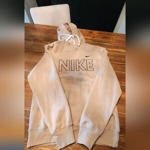 NIKE Tan Logo Hoodie - Beige/Nude Pullover
